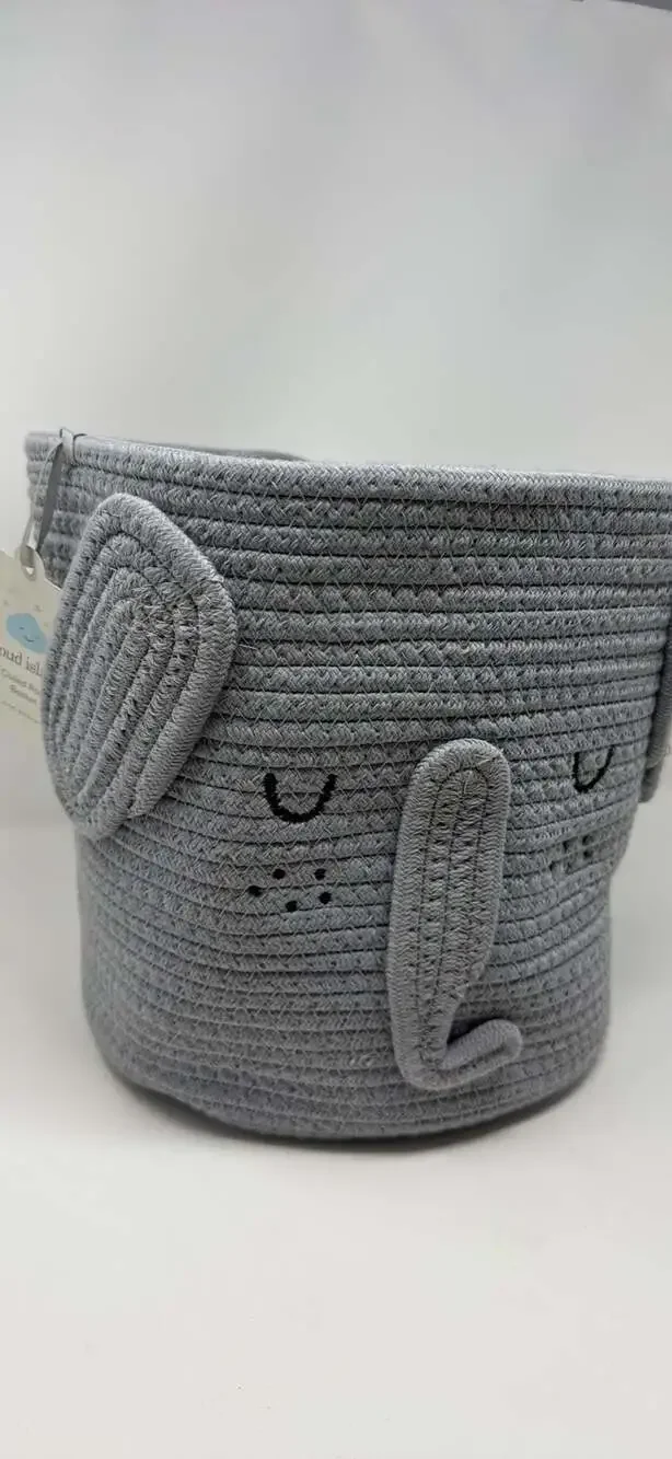 Cloud Island Coiled Rope Forest Animal Round Storage Basket - Elephant
